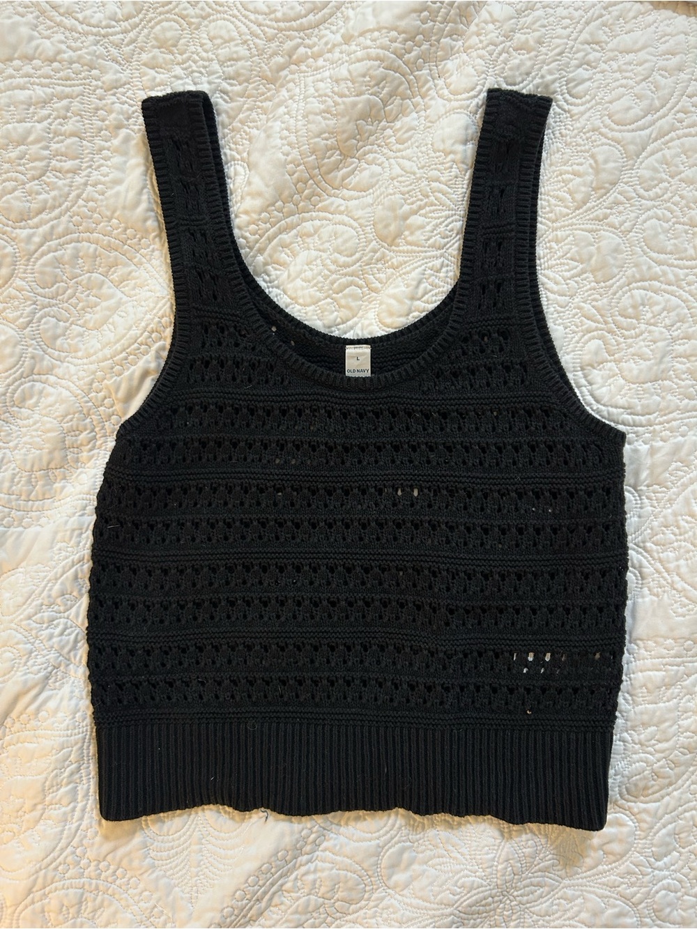 Old Navy Black Crochet Knit Tank Top